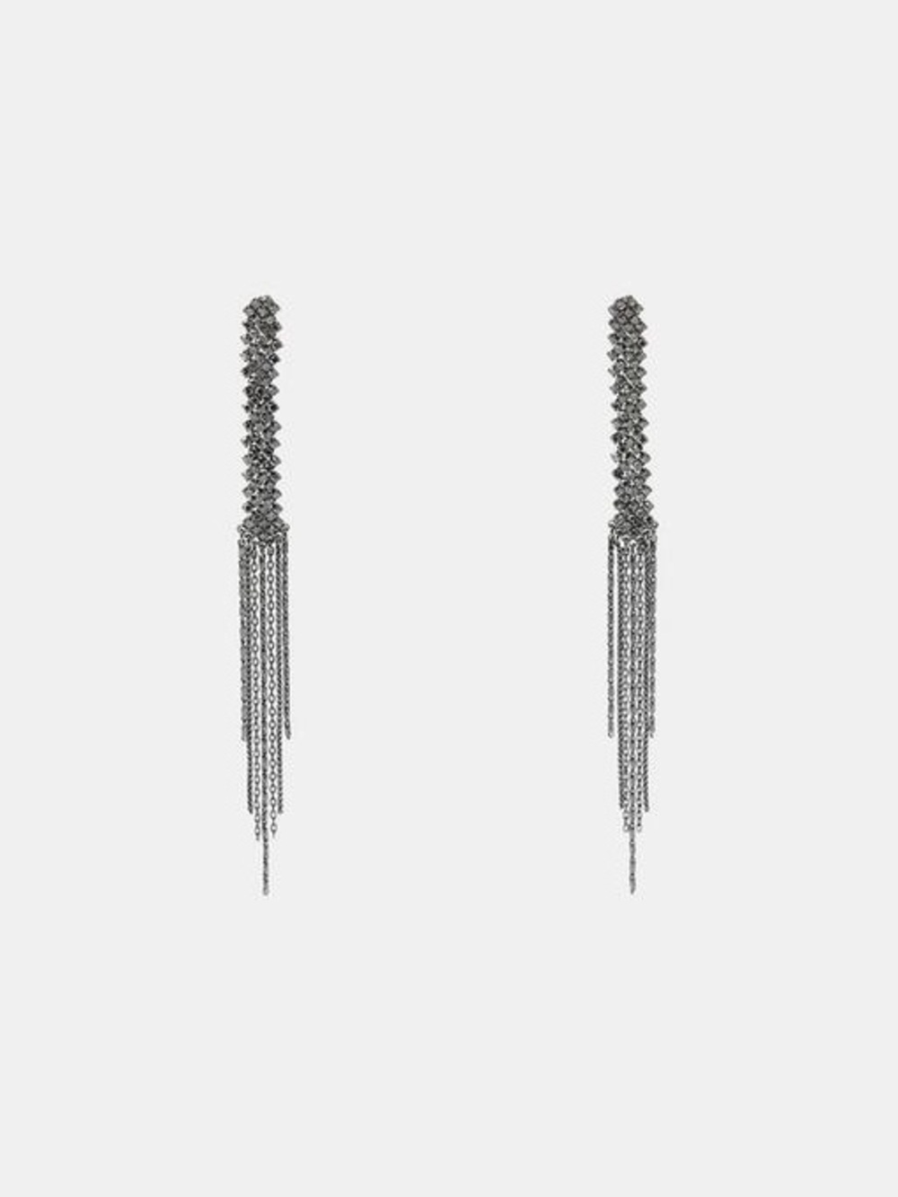 NWT. Zara Anthracite Grey Long Earrings with Shimmer Appliqués.